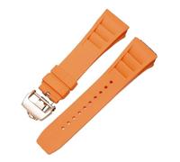 ewgrkba Correa de reloj de goma de 25 mm, negra, roja, verde, gris, azul, amarilla y naranja, compatible con Richard Mille RM011, correa de silicona.(Orange-rose gold)