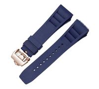 ewgrkba Correa de reloj de goma de 25 mm, negra, roja, verde, gris, azul, amarilla y naranja, compatible con Richard Mille RM011, correa de silicona.(Blue-rose gold)
