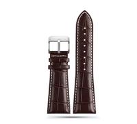 ewgrkba Correa de reloj de piel auténtica de cocodrilo for hombre, 22mm, 23mm, 24mm, 26mm, 28mm, Compatible con relojes de pulsera diésel(Brown white silver,28mm)