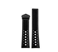 ewgrkba Correa de reloj de pulsera de cuero genuino Compatible con TAG Heuer Monaco correa de reloj CAW211M 211P CAW211R 211T hebilla plegable transpirable for hombre(Black -Grey line-B)