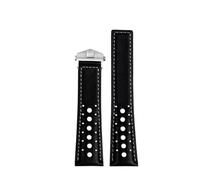 ewgrkba Correa de reloj de pulsera de cuero genuino Compatible con TAG Heuer Monaco correa de reloj CAW211M 211P CAW211R 211T hebilla plegable transpirable for hombre(Black -Grey line-S)