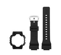ewgrkba Correa de reloj de resina, compatible con Casio AQ-S810W, pulsera de silicona modificada for hombre, juego de bisel y accesorios.(Black-Silver)