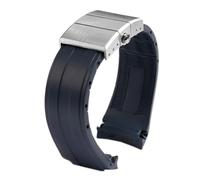 ewgrkba Correa de reloj de silicona de goma de 22mm, correa de reloj con hebilla deslizante plegable, Compatible con accesorios de la serie Mido Ocean Star Caliber 80(Blue silver buckle)