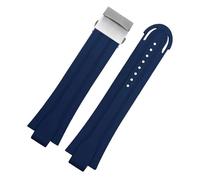 ewgrkba Correa de reloj de silicona de goma for deportes de buceo Compatible con ORIS 7730 Serie 7740 Boca elevada 24 * 12 mm Correa de reloj for hombres PULSERA de acero inoxidable(Blue-silver)