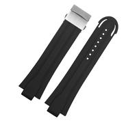 ewgrkba Correa de reloj de silicona de goma for deportes de buceo Compatible con ORIS 7730 Serie 7740 Boca elevada 24 * 12 mm Correa de reloj for hombres PULSERA de acero inoxidable(Black-silver)