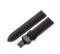 ewgrkba Correa de reloj de silicona suave Compatible con Omega Mido Tissot Citizen Casio accesorios de correa de reloj de goma for hombre 20mm 22mm 24mm(Black red-Black-B1,22mm)