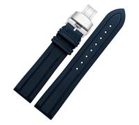 ewgrkba Correa de reloj Fluororubber Pulsera de goma de silicona de 21 mm y 22 mm compatible con relojes S-eiko L-ongines R-olex Correa de reloj deportivo de marca(J19-03 blue silver,20mm)