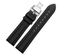 ewgrkba Correa de reloj Fluororubber Pulsera de goma de silicona de 21 mm y 22 mm compatible con relojes S-eiko L-ongines R-olex Correa de reloj deportivo de marca(J19-03 black silver,20mm)