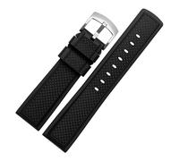 ewgrkba Correa de reloj Fluororubber Pulsera de goma de silicona de 21 mm y 22 mm compatible con relojes S-eiko L-ongines R-olex Correa de reloj deportivo de marca(J19-04 black silver,20mm)