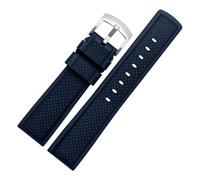 ewgrkba Correa de reloj Fluororubber Pulsera de goma de silicona de 21 mm y 22 mm compatible con relojes S-eiko L-ongines R-olex Correa de reloj deportivo de marca(J19-04 blue silver,20mm)