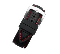 ewgrkba Correa deportiva de silicona transpirable compatible con la correa de reloj Huawei Samsung 20 mm 22 mm 24 mm Correa de goma compatible con accesorios de reloj Mido Tissot Omega(Black red silve
