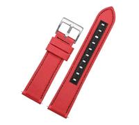 ewgrkba Correas de reloj de cuero de nailon compatibles con la correa de reloj de lona SRPF19K1/SRPF20K1 de la marca No.5 Street Fighter CO, pulsera de 22mm(Red-a-silver)