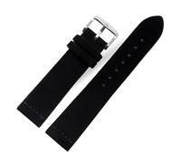 ewgrkba Pulsera de cuero genuino de gamuza 16 18 19 20 22 24mm correa de reloj suave verde militar marrón caqui correa de reloj con hebilla(Black-silver,18mm)
