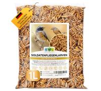 EWL Naturprodukte Larvas de mosca de soldado secadas, 1 L (160 g) larvas de mosca de soldado, comida para pájaros, alimento para peces, alimento para tortugas, alimento para erizos con insectos