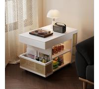 EWMTDTLX Mesa Auxiliar de Sofá con Ruedas, Mesa de Centro Retro Tablero Giratorio 360 Mesa de Centro Pequeña para Salón, Dormitorio, Oficina(Style 3)