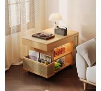 EWMTDTLX Mesa Auxiliar de Sofá con Ruedas, Mesa de Centro Retro Tablero Giratorio 360 Mesa de Centro Pequeña para Salón, Dormitorio, Oficina(Style 2)