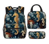 ewndhtse Juego de mochila escolar con bolsa de almuerzo, estuche para lápices, juego de 3 mochilas escolares, mochila de viaje, mochila casual para adolescentes, niñas, niños, primaria, junior, medio