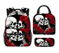 ewndhtse Juego de mochila escolar con bolsa de almuerzo, estuche para lápices, juego de 3 mochilas escolares, mochila de viaje, mochila casual para adolescentes, niñas, niños, primaria, junior, medio