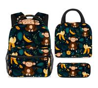 ewndhtse Juego de mochila escolar con bolsa de almuerzo, estuche para lápices, juego de 3 mochilas escolares, mochila de viaje, mochila casual para adolescentes, niñas, niños, primaria, junior, medio