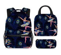 ewndhtse Juego de mochila escolar con bolsa de almuerzo, estuche para lápices, juego de 3 mochilas escolares, mochila de viaje, mochila casual para adolescentes, niñas, niños, primaria, junior, medio