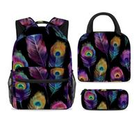 ewndhtse Juego de mochila escolar con bolsa de almuerzo, estuche para lápices, juego de 3 mochilas escolares, mochila de viaje, mochila casual para adolescentes, niñas, niños, primaria, junior, medio