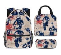 ewndhtse Juego de mochila escolar con bolsa de almuerzo, estuche para lápices, juego de 3 mochilas escolares, mochila de viaje, mochila casual para adolescentes, niñas, niños, primaria, junior, medio