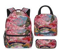 ewndhtse Juego de mochila escolar con bolsa de almuerzo, estuche para lápices, juego de 3 mochilas escolares, mochila de viaje, mochila casual para adolescentes, niñas, niños, primaria, junior, medio