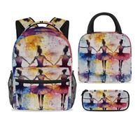 ewndhtse Juego de mochila escolar con bolsa de almuerzo, estuche para lápices, juego de 3 mochilas escolares, mochila de viaje, mochila casual para adolescentes, niñas, niños, primaria, junior, medio