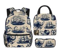 ewndhtse Juego de mochila escolar con bolsa de almuerzo, estuche para lápices, juego de 3 mochilas escolares, mochila de viaje, mochila casual para adolescentes, niñas, niños, primaria, junior, medio