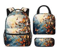 ewndhtse Juego de mochila escolar con bolsa de almuerzo, estuche para lápices, juego de 3 mochilas escolares, mochila de viaje, mochila casual para adolescentes, niñas, niños, primaria, junior, medio