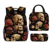 ewndhtse Juego de mochila escolar con bolsa de almuerzo, estuche para lápices, juego de 3 mochilas escolares, mochila de viaje, mochila casual para adolescentes, niñas, niños, primaria, junior, medio