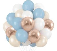 EWODEIEW Globos azules y blancos, 60 unidades, azul nebuloso y blanco, oro champán, arena y blanco, globos de látex de 30,5 cm, globos de látex azul para niñas, mujeres, cumpleaños, bodas, princesas