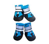 Ewolee Botas para Perros, Juego de 4 Zapatos para Perros, Bota Impermeable Perro con Correas Reflectantes Ajustables y Suela Antideslizante para Perros Pequeños Medianos y Grandes (M, Azul)