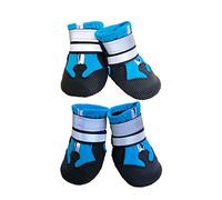 Ewolee Botas para Perros, Juego de 4 Zapatos para Perros, Bota Impermeable Perro con Correas Reflectantes Ajustables y Suela Antideslizante para Perros Pequeños Medianos y Grandes (XL, Azul)