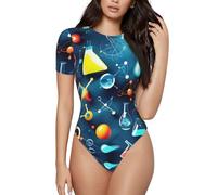 EWQrtyy Abstract Science Chemistry - Body para mujer, cuello redondo, manga corta, ajustado, casual, básico, extensor, para mujer
