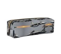 EWQrtyy Aircraft Fighter Jets - Estuche de cuero para lápices, bolsa con cremallera, soporte para accesorios, bolsa de papelería, regalo de vuelta a la escuela, Gold, Talla única, Neceser de