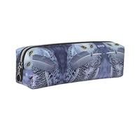 EWQrtyy Arctic Owl - Estuche de cuero para lápices, bolsa con cremallera, soporte para accesorios, bolsa de papelería, regalo de vuelta a la escuela, Silver, Talla única, Neceser de maquillaje