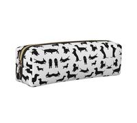 EWQrtyy Black Dogs - Estuche escolar de cuero con estampado de perro salchicha, bolsa con cremallera, soporte para accesorios, bolsa de papelería, regalo de vuelta a la escuela, Gold, Talla única