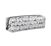 EWQrtyy Bonito estuche de cuero con estampado de pingüinos, bolsa con cremallera, soporte para accesorios, bolsa de papelería, regalo de vuelta a la escuela, Silver, Talla única, Neceser de maquillaje