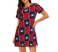 EWQrtyy Camisa de dormir corta de poliéster con la bandera del estado de Mississippi para mujer, camisa de dormir de verano para descansar, Negro, S