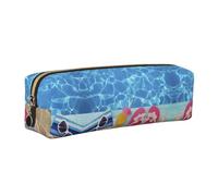 EWQrtyy Cool Pool - Estuche escolar de cuero con impresión de agua, bolsa con cremallera, soporte para accesorios, bolsa de papelería, regalo de vuelta a la escuela, Gold, Talla única, Neceser de