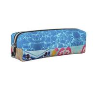 EWQrtyy Cool Pool - Estuche escolar de cuero con impresión de agua, bolsa con cremallera, soporte para accesorios, bolsa de papelería, regalo de vuelta a la escuela, Silver, Talla única, Neceser de
