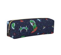 EWQrtyy Divertido estuche de cuero con estampado de cohete de astronauta, dinosaurio, cohete, estuche con cremallera, soporte para accesorios, bolsa de papelería, regalo de vuelta a la escuela, Gold