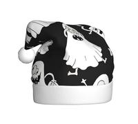 EWQrtyy Divertidos sombreros de Navidad con estampado de fantasmas blancos para reuniones comunitarias, unisex, adultos, mujeres, hombres, actuaciones escénicas, día festivo