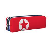 EWQrtyy Estuche de cuero con estampado de bandera coreana, estuche con cremallera, soporte para accesorios, bolsa de papelería, regalo de vuelta a la escuela, Silver, Talla única, Neceser de