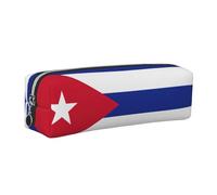 EWQrtyy Estuche de cuero con estampado de bandera cubana, estuche con cremallera, soporte para accesorios, bolsa de papelería, regalo de vuelta a la escuela, Silver, Talla única, Neceser de maquillaje