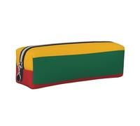 EWQrtyy Estuche de cuero con estampado de bandera de Lituania, estuche con cremallera, soporte para accesorios, bolsa de papelería, regalo de vuelta a la escuela, Silver, Talla única, Neceser de