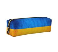 EWQrtyy Estuche de cuero con estampado de bandera de Ucrania, estuche con cremallera, soporte para accesorios, bolsa de papelería, regalo de vuelta a la escuela, Gold, Talla única, Neceser de