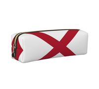 EWQrtyy Estuche de cuero con estampado de bandera del estado de Alabama, estuche con cremallera, soporte para accesorios, bolsa de papelería, regalo de vuelta a la escuela, Gold, Talla única, Neceser