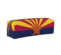 EWQrtyy Estuche de cuero con estampado de bandera del estado de Arizona, estuche con cremallera, soporte para accesorios, bolsa de papelería, regalo de vuelta a la escuela, Gold, Talla única, Neceser